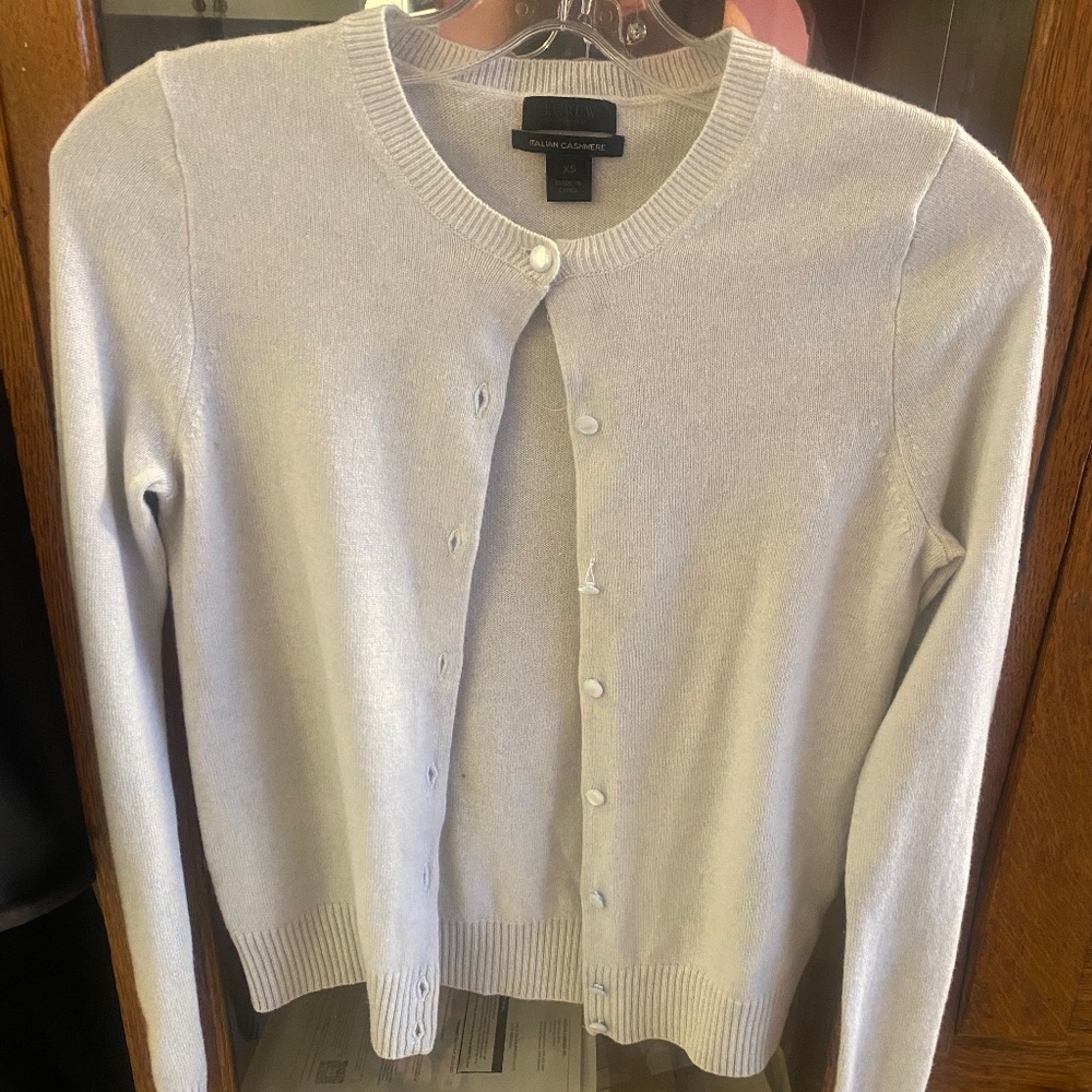 J CREW light blue cashmere cardigan, size XS